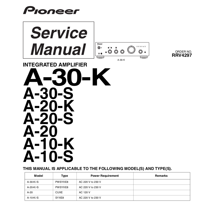 Мануал Pioneer A-10